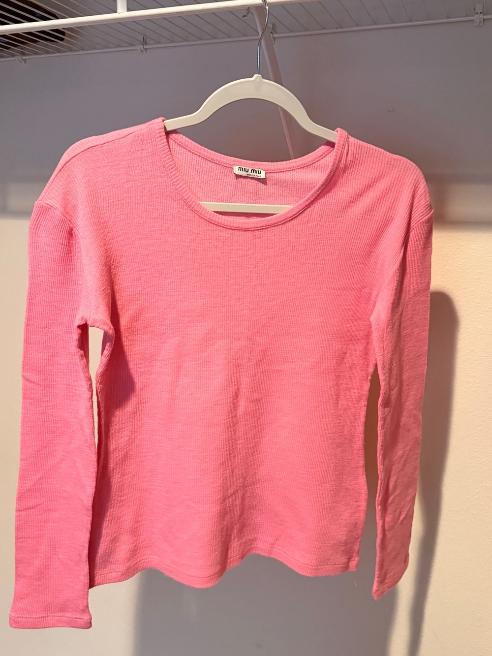 Miu Miu Pink 100% Wool Ribbed Sweater Size M